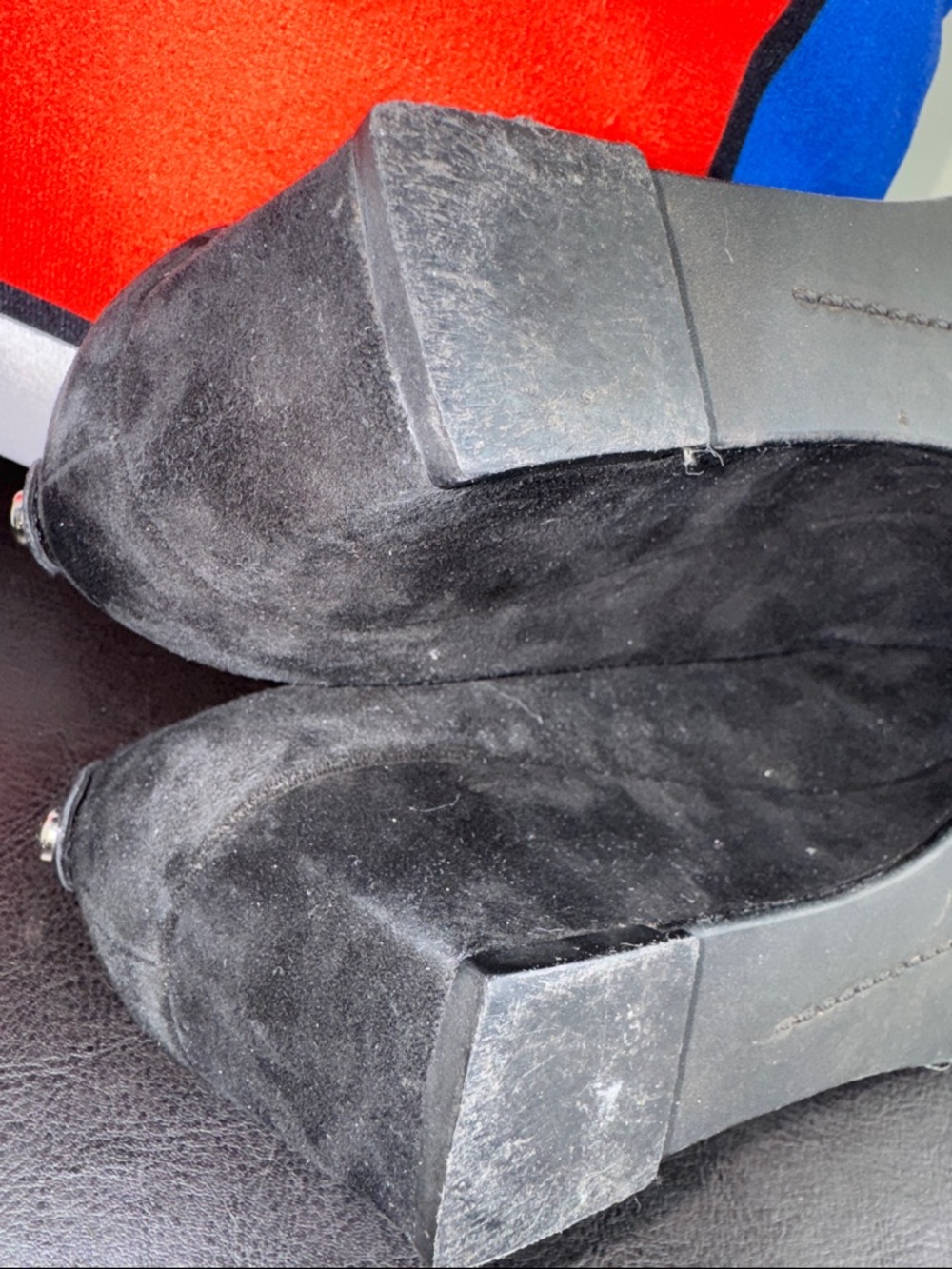 MAKE OFFER! Stuart Weitzman Mr. Seymour Black Suede Buckle Loafers 8.5US Narrow - Picture 9 of 11